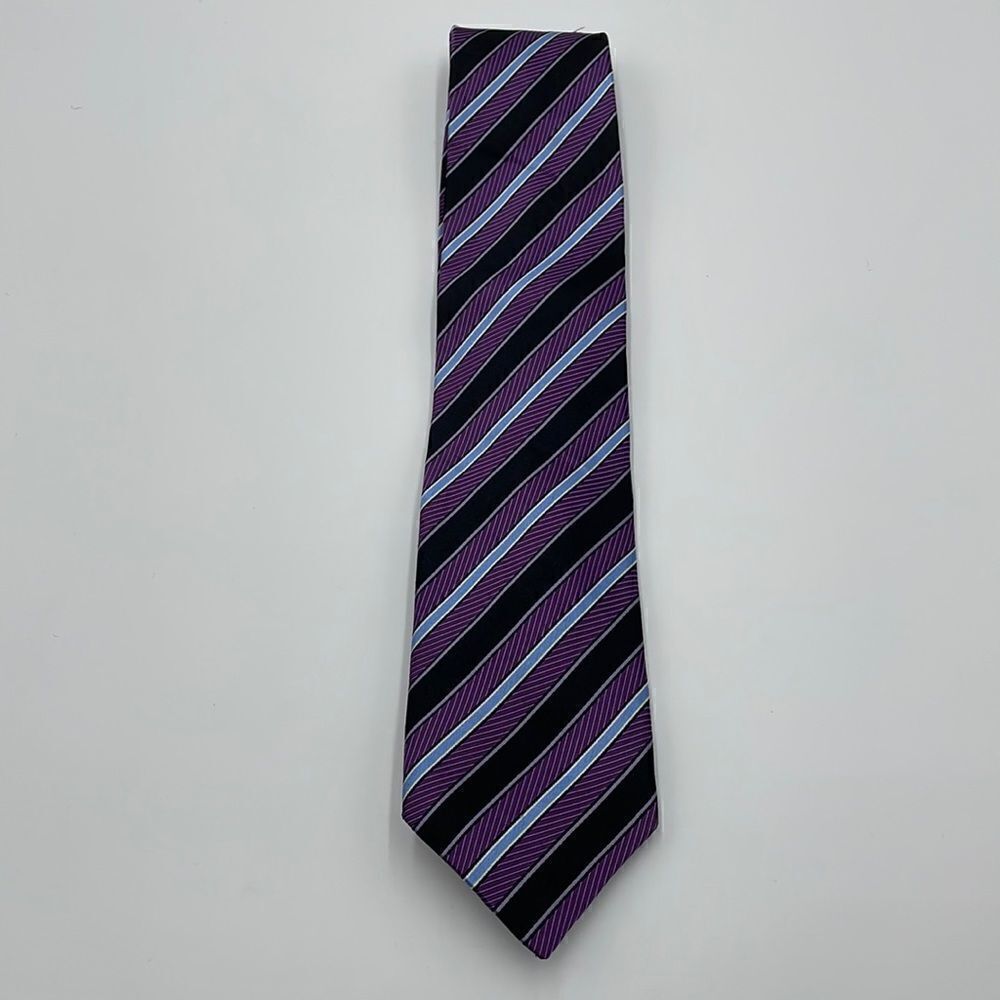 Purple and black striped 100% silk JZ richards necktie